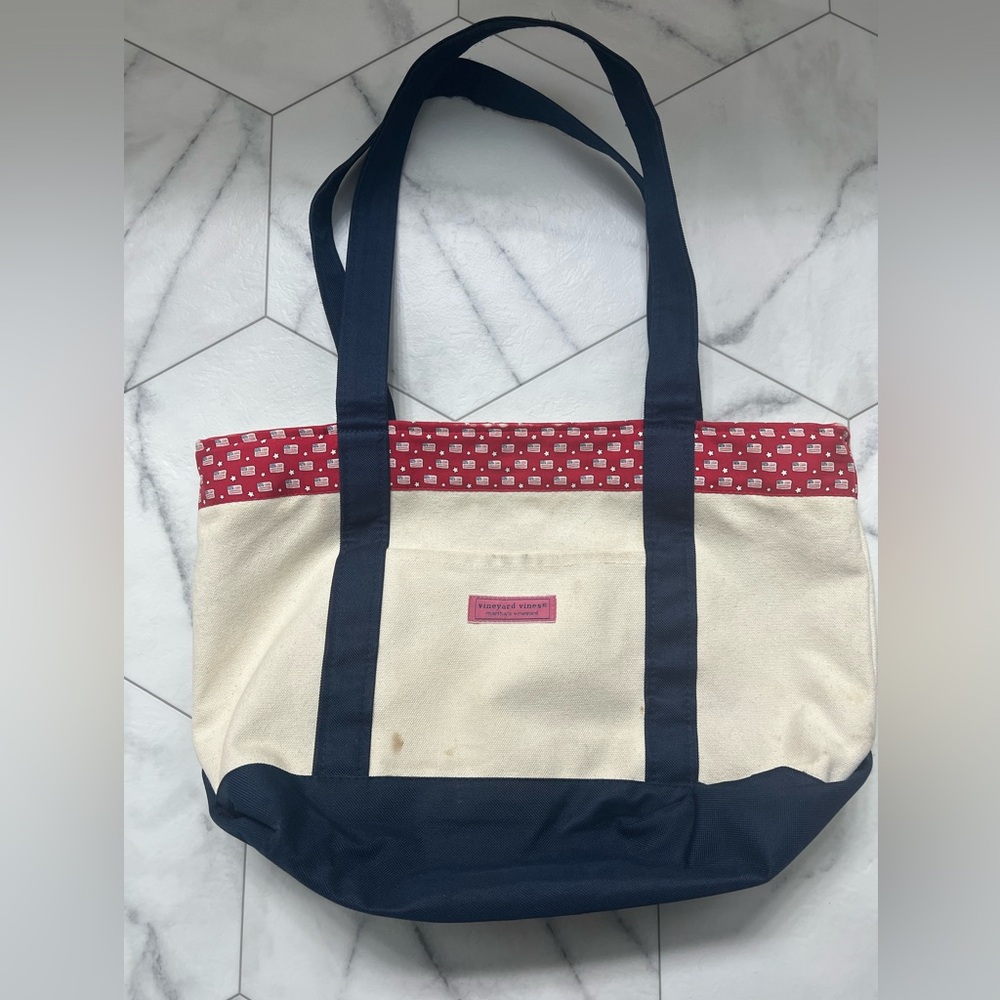 Vineyard Vines canvas tote - silk American flag border